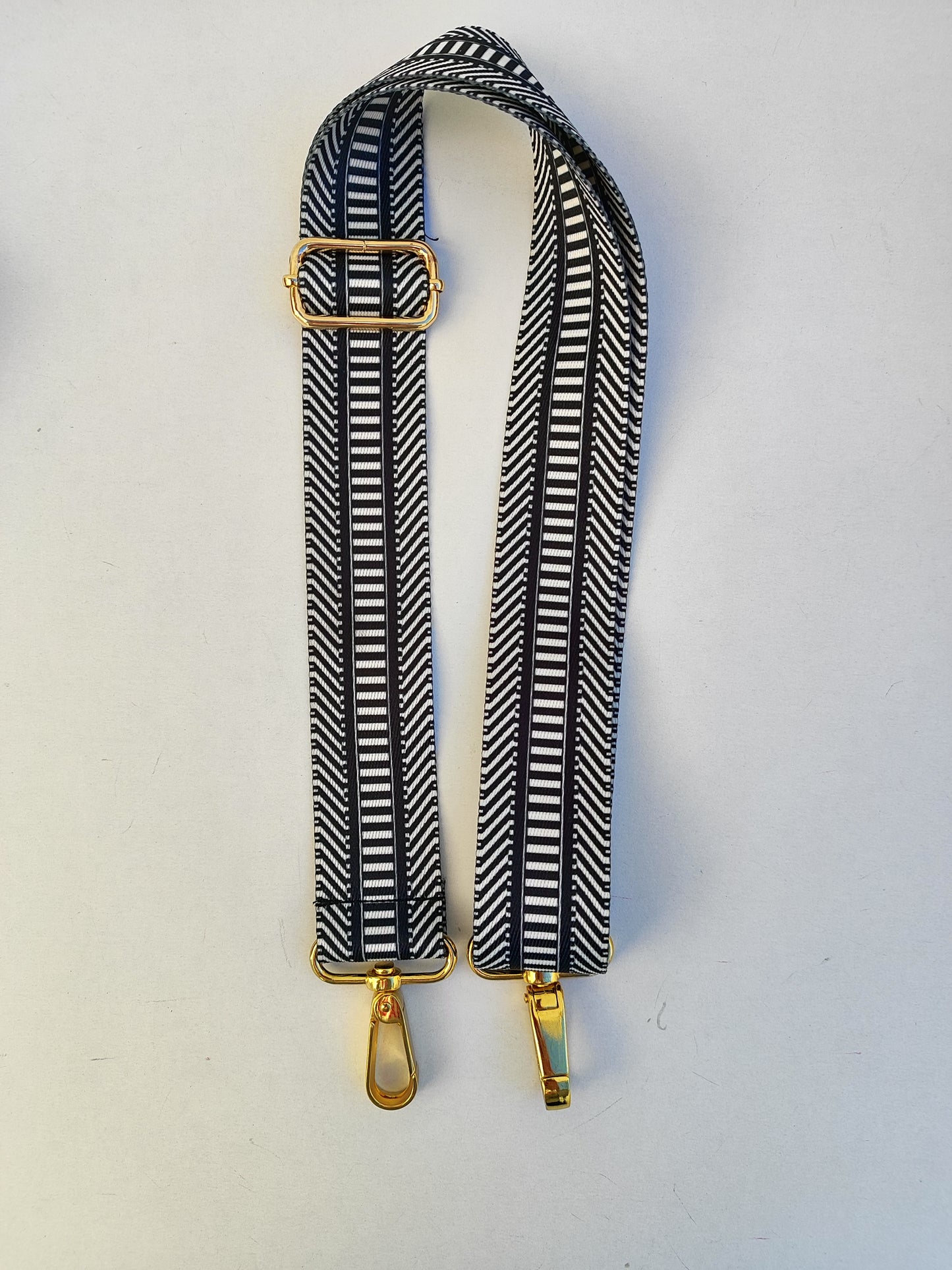 Ιμάντας για τσάντες, ασπρόμαυρα γεωμετρικά σχέδια.