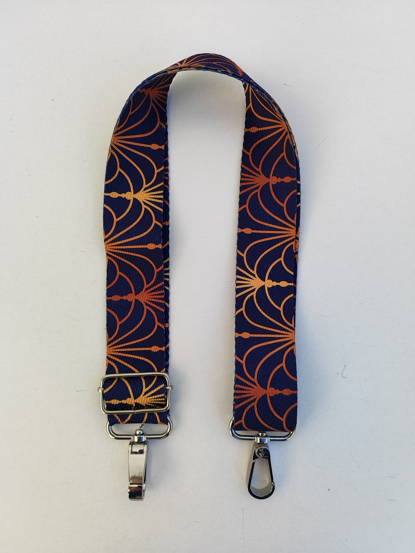 Ιμάντας για τσάντες , σκούρο μπλε με μπεζ γεωμετρικά σχέδια.