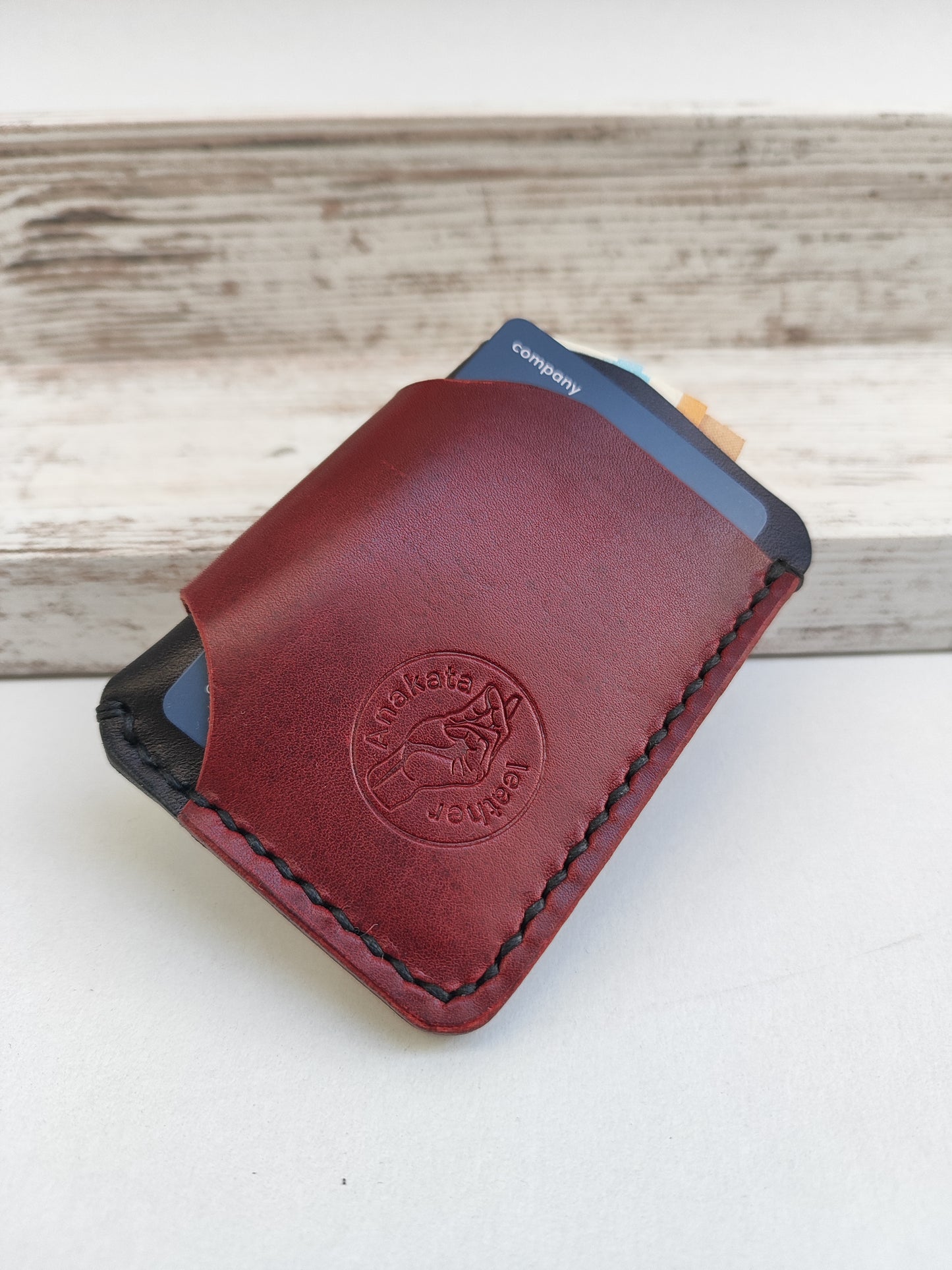 Hobbit δερμάτινο πορτοφόλι '' μαύρο με μπορντώ''