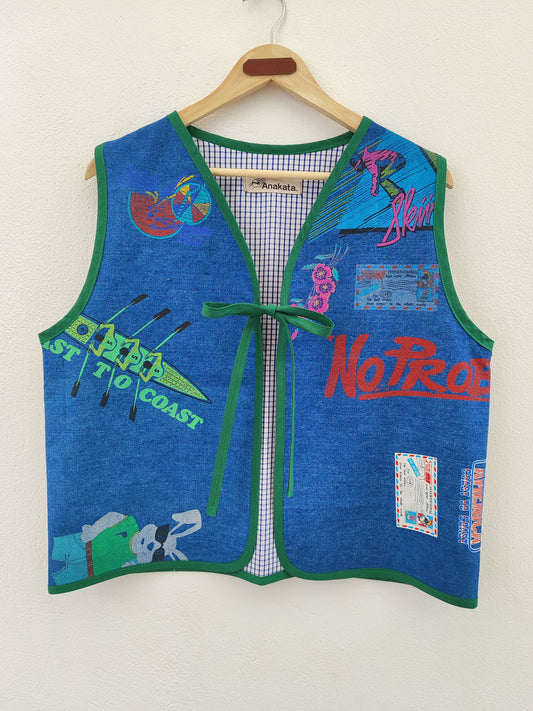 Vintage τζιν χειροποίητο γιλέκο.