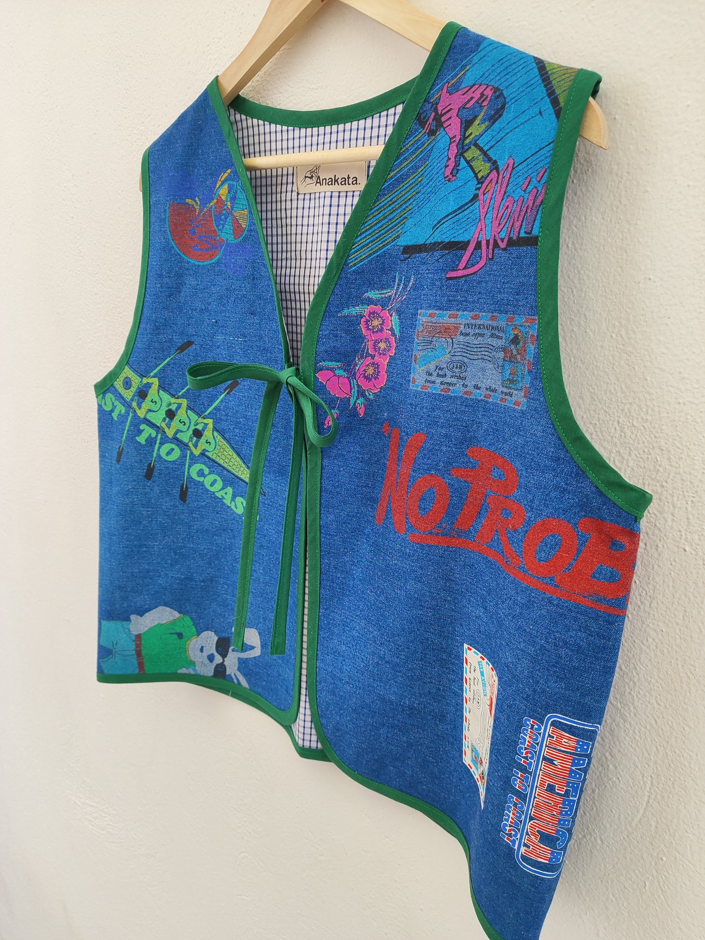 Vintage τζιν χειροποίητο γιλέκο.