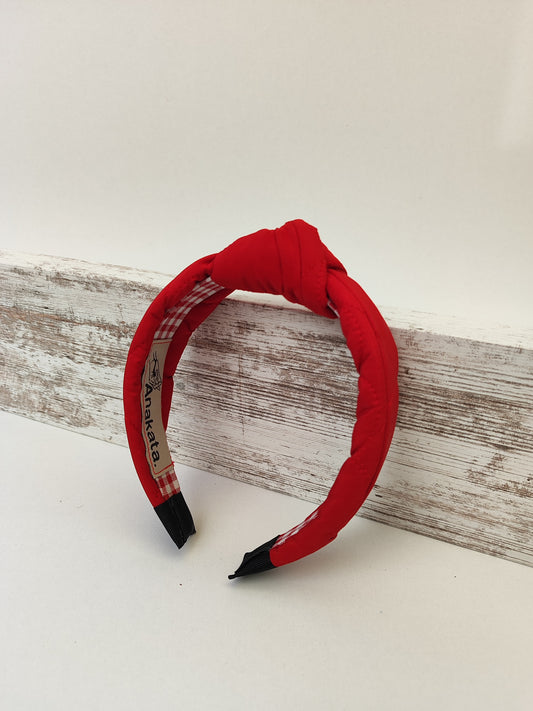 Χειροποίητη στέκα μαλλιών - κόκκινο φλάφι.