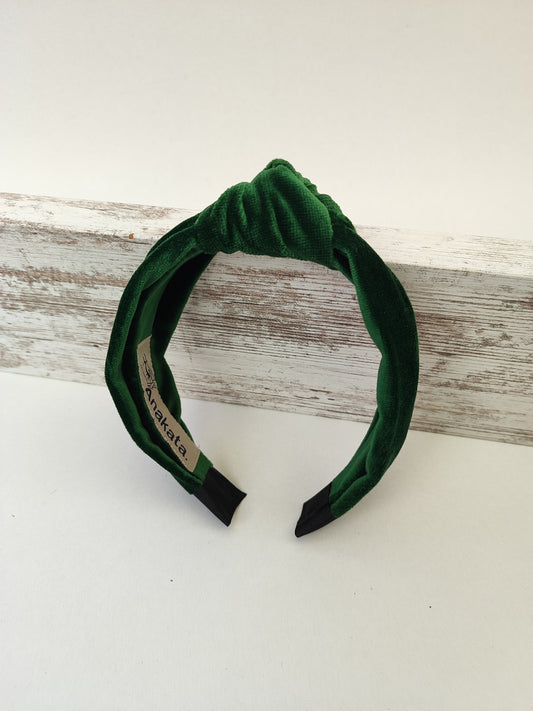 Χειροποίητη στέκα μαλλιών - πράσινο βελούδο.