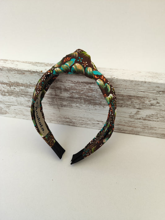 Χειροποίητη στέκα μαλλιών - καφέ vintage floral.