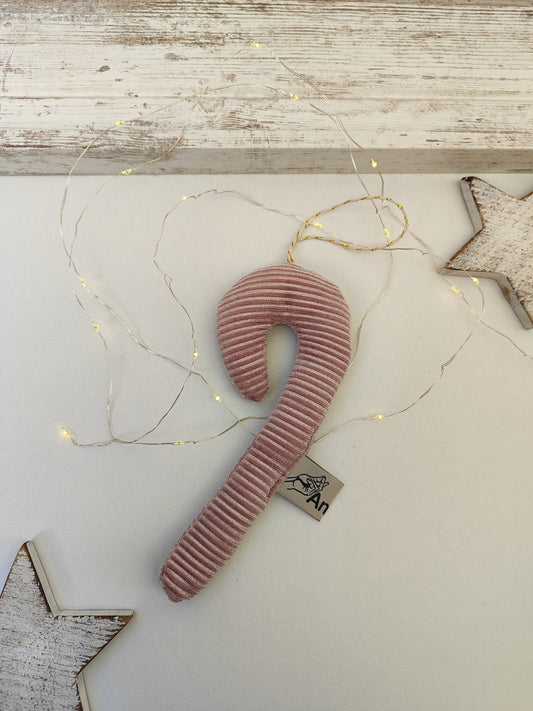 Χριστουγεννιάτικο υφασμάτινο στολίδι - ροζ γλυφιτζούρι.