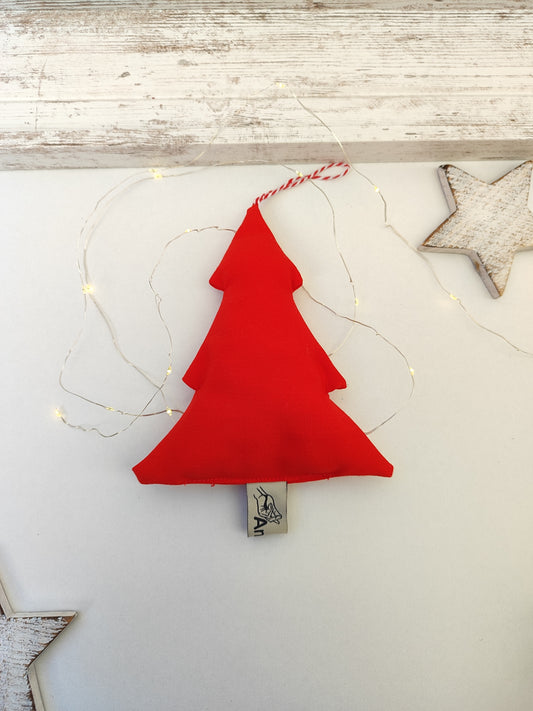 Χριστουγεννιάτικο υφασμάτινο στολίδι - κόκκινο δέντρο.