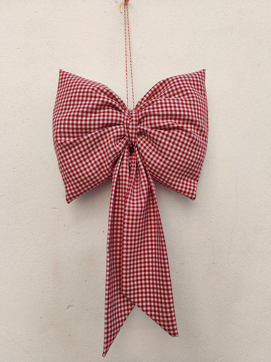 Διακοσμητικός XL αφράτος φιόγκος, κόκκινο καρό.
