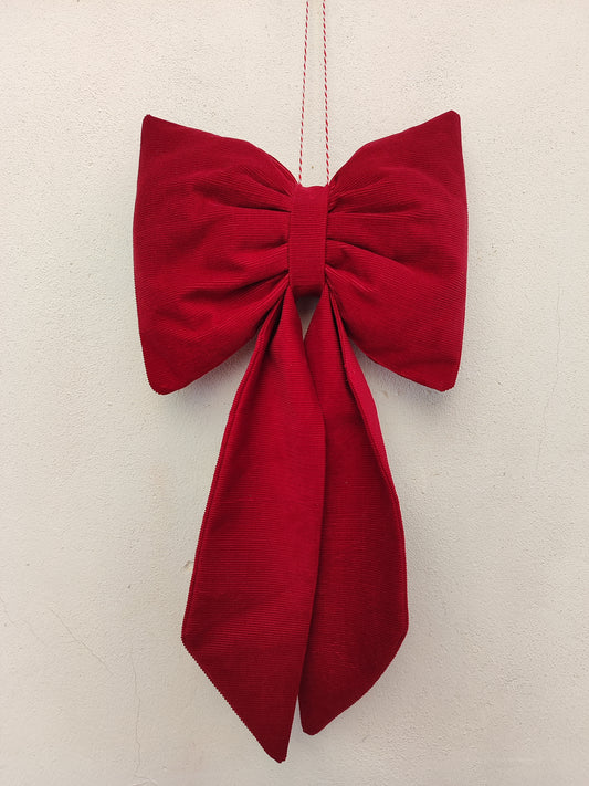 Διακοσμητικός XL αφράτος φιόγκος, κόκκινο κοτλέ.