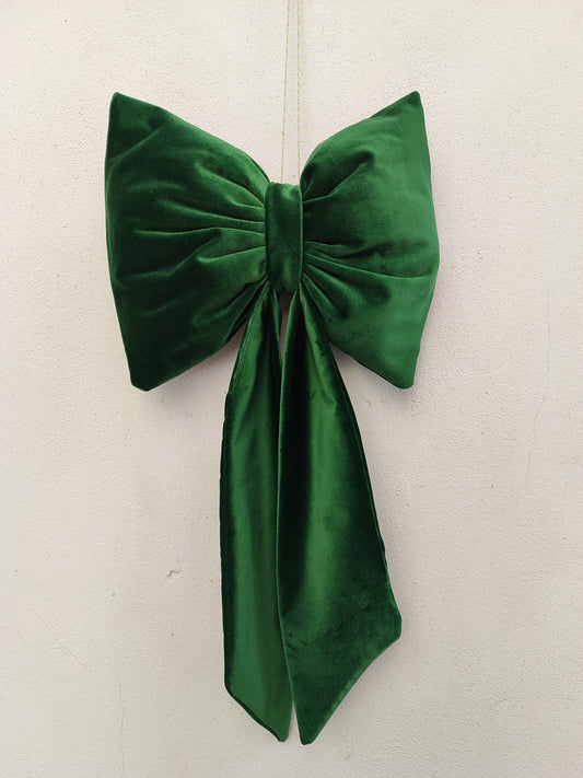 Διακοσμητικός XL αφράτος φιόγκος, πράσινο βελούδο.