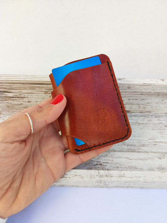 Hobbit δερμάτινο πορτοφόλι ''καφέ με μαύρη κλωστή''