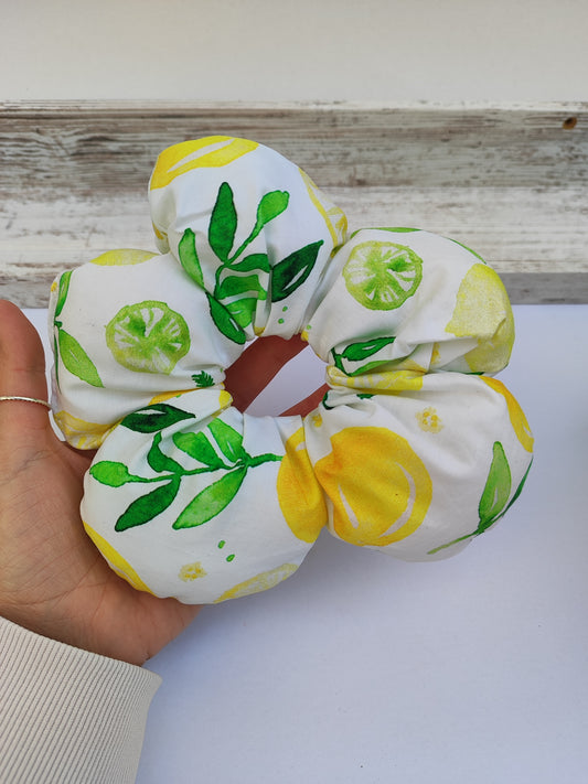 Λουλουδένια scrunchies ''λεμόνια''