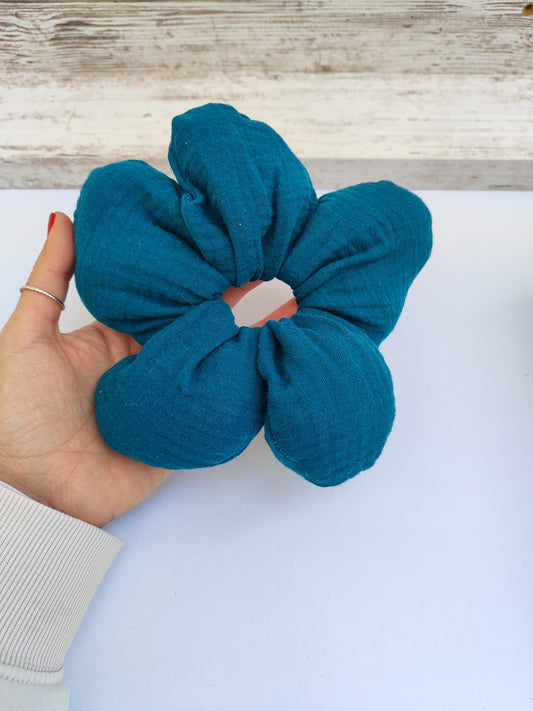 Λουλουδένια scrunchies ''πετρόλ''