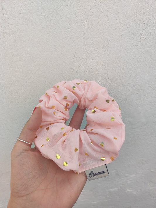 XL φρου φρου χειροποίητο - ροζ με χρυσές καρδιές.